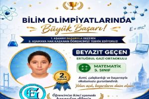 link Silivri Ertuğrul Gazi Ortaokulu Öğrencisi Bilim Olimpiyatlarında ikinci aşamaya yükseldi