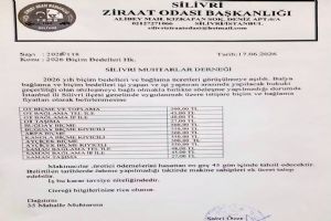 Silivri Ziraat Odası 2026 biçim ve bağlama ücretlerini açıkladı