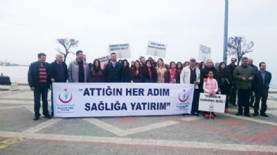 Öğretmen ve öğrenciler sağlık için yürüdü