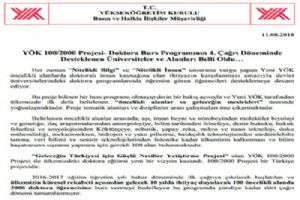 Doktora Burs Programına alınan üniversite ve alanları belli oldu
