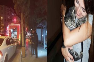İtfaiyeden kedi kurtarma operasyonu
