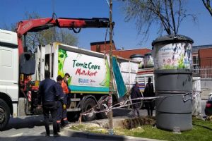 37 yer altı çöp konteyneri hizmette