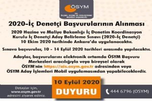 2020-İç Denetçi Aday başvuruları alınıyor