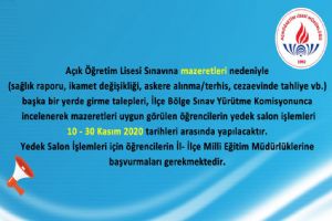 Açık Öğretim Lisesi öğrencilerinin dikkatine