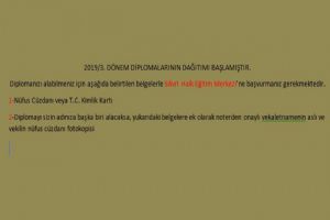 2019/3. Dönem diplomaların dağıtımına başlandı