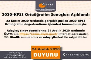2020-KPSS Ortaöğretim Sınavı sonuçları açıklandı