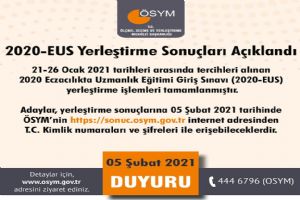 Eczacılıkta Uzmanlık Eğitimi Giriş Sınavı sonuçları açıklandı