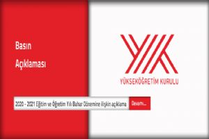 2020-2021 eğitim-öğretim yılı Bahar dönemine ilişkin açıklama