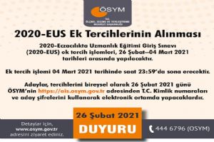 2020-EUS: Ek tercihler 4 Mart'ta son bulacak