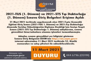 TUS ve STS Tıp Doktorluğu sınav belgeleri erişimde