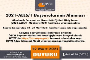 ALES/1 başvuru işlemleri başladı