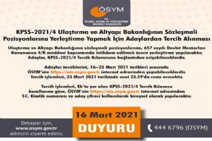 KPSS-2021/4 tercih işlemleri başladı