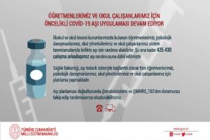 “ Öğretmenlerimiz ve Okul çalışanlarımız için aşı uygulaması devam ediyor”