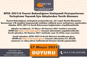 KPSS-2021/6 tercihleri başladı