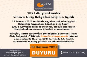 Kaymakamlık Adaylığı Sınavı Giriş Belgeleri erişime açıldı