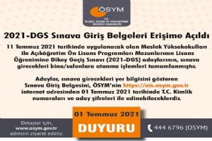 Dikey Geçiş Sınavına Giriş Belgeleri erişimde