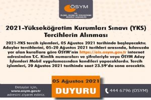 2021 Yükseköğretim Kurumları Sınavı tercihleri