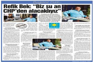 Refik Bek: “Biz şu an CHP’den alacaklıyız”