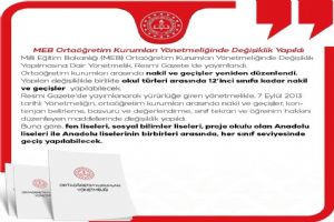 Ortaöğretim kurumlar arasında nakil ve geçişler düzenlendi
