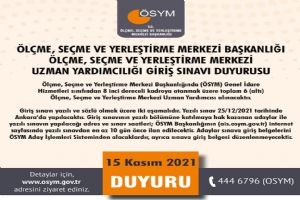 ÖSYM Uzman Yardımcılığı Giriş Sınavı Duyurusu