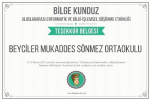 Bilge Kunduz Etkinliği Katılım Sertifikaları verildi