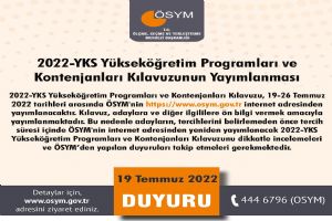 2022-YKS Yükseköğretim Programları ve Kontenjanları Kılavuzu yayımlandı
