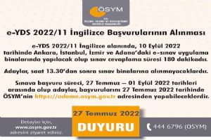 e-YDS 2022/11 İngilizce başvurular başladı
