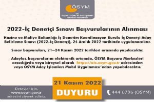 2022-İç Denetçi Sınavı başvuruları başladı.