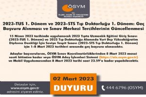 ÖSYM’den Tıpta Uzmanlık Sınavı duyurusu