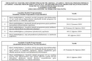 Mesleki ve Teknik Liselerde programlara geçiş başvuruları