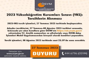 YKS tercih işlemleri başladı