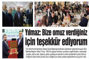 Başkan Yılmaz: Bize omuz verdiğiniz için teşekkür ediyorum