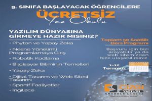 9. Sınıf Öğrencilerine Ücretsiz Yaz Okulu Fırsatı