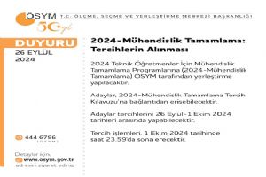 Mühendislik Tamamlama Programları Sınavı başvuruları başladı