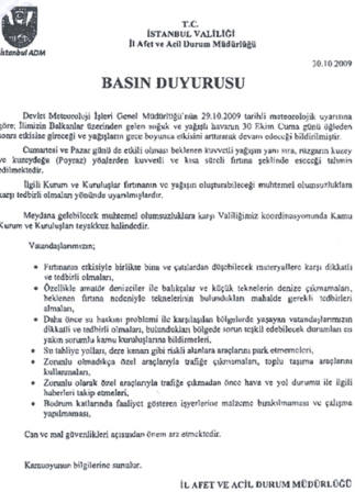Kaymakamlıktan Hava Durumu Uyarısı
