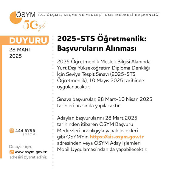 Yurt Dışı Mezunlarına Öğretmenlik Denklik Sınavı 10 Mayıs’ta