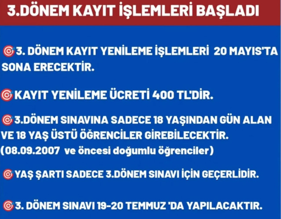 Açık Öğretim Lisesi 3. Dönem Kayıt Yenileme işlemleri başladı