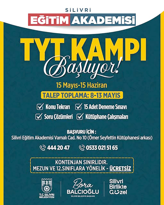 Silivri Eğitim Akademisi’nde Ücretsiz TYT Kampı başlıyor