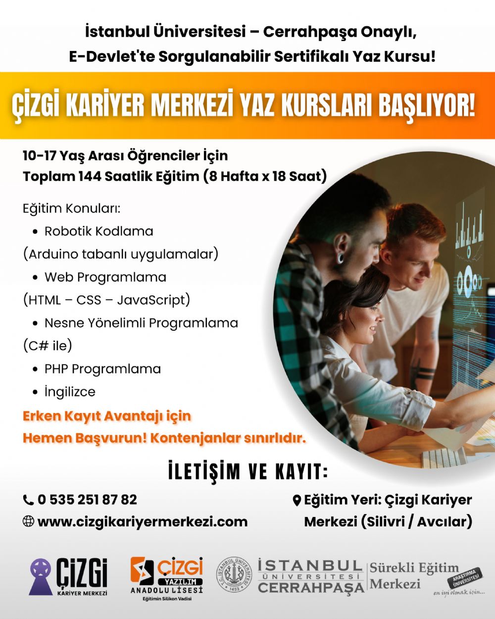 Silivri Çizgi Kariyer Merkezi’nden Sertifikalı Yaz Kursu Fırsatı