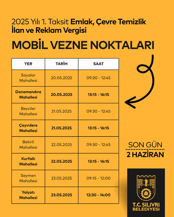 Silivri Belediyesi’nden Vergi Ödemelerinde Mobil Vezne Kolaylığı
