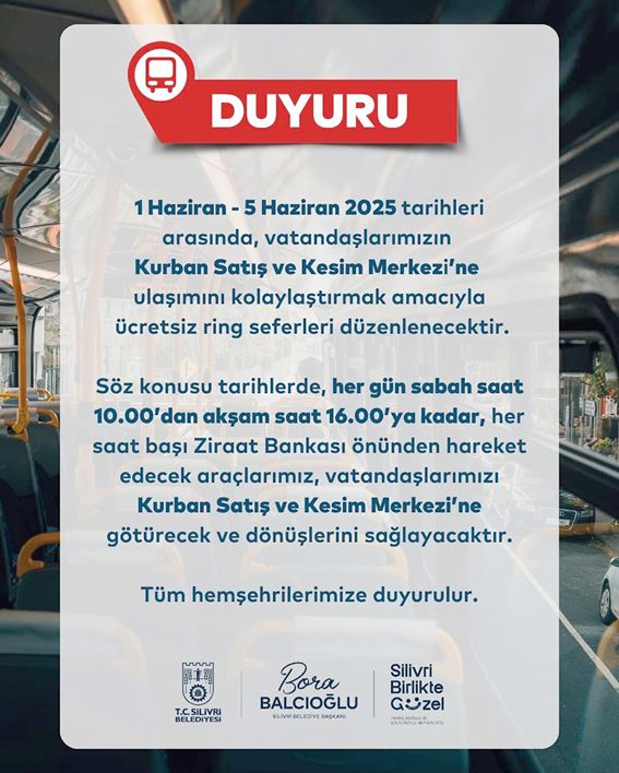 Silivri Belediyesi’nden Kurban Bayramı Öncesi Ücretsiz Ulaşım Desteği
