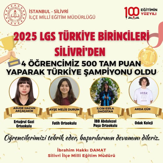 Silivri’den 4 LGS Türkiye birincisi