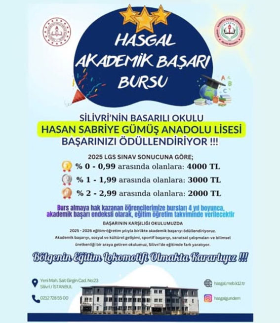 Silivri HASGAL Lisesinden LGS başarısına nakit ödül