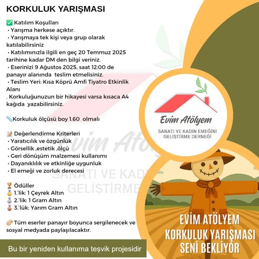 Silivri Evim Atölyem'den Korkuluk Yarışması: Yaratıcılığını altınla ödüllendir