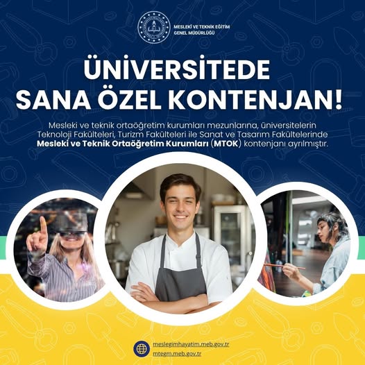 Meslek Liselilere Üniversitede özel kontenjan imkânı