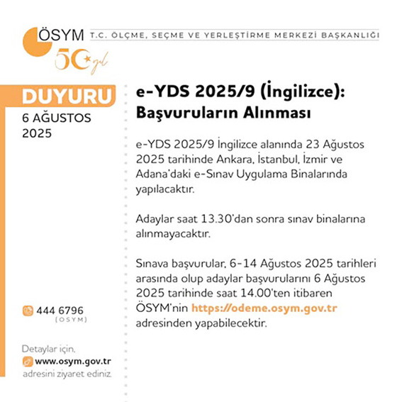 E-YDS İngilizce başvuruları başladı