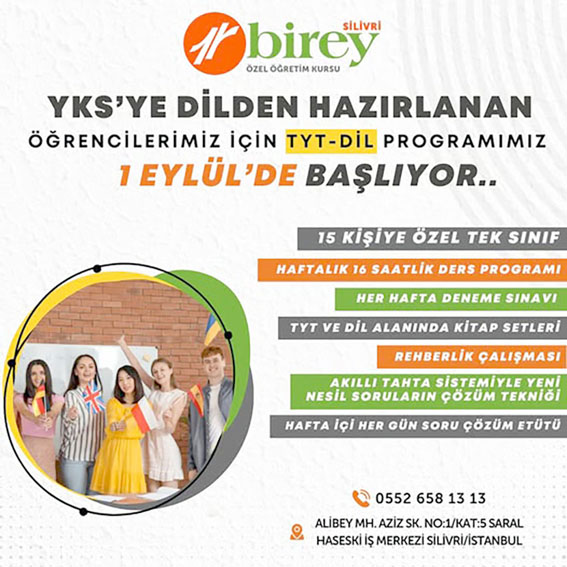 Silivri Birey Eğitim Kursu’nda TYT-Dil Programı 1 Eylül’de başlıyor
