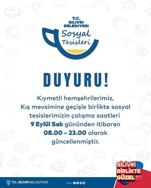 Silivri Belediyesi Sosyal Tesislerinin çalışma saatleri güncellendi