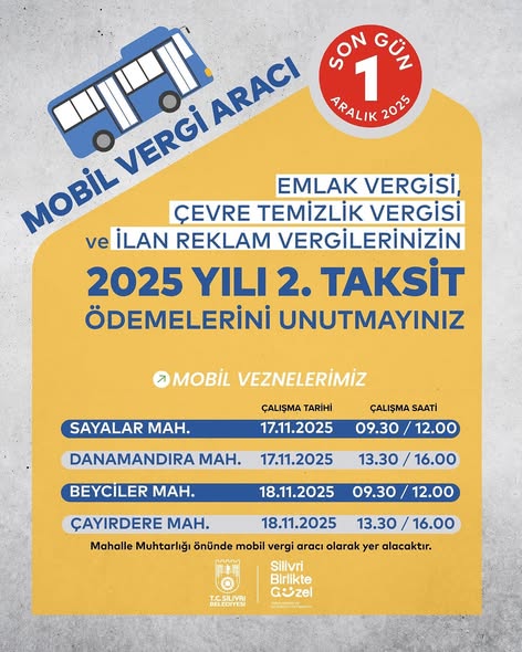 Silivri mahallelerinde Mobil Vergi Aracı