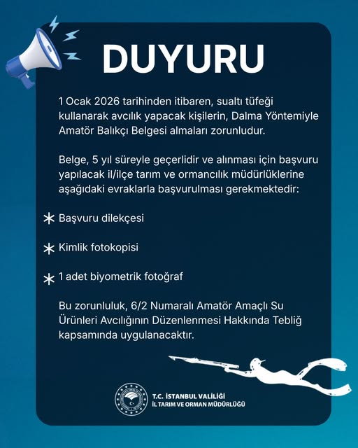 Sualtı Tüfeğiyle Avcılıkta Yeni Dönem: Belge zorunlu oldu